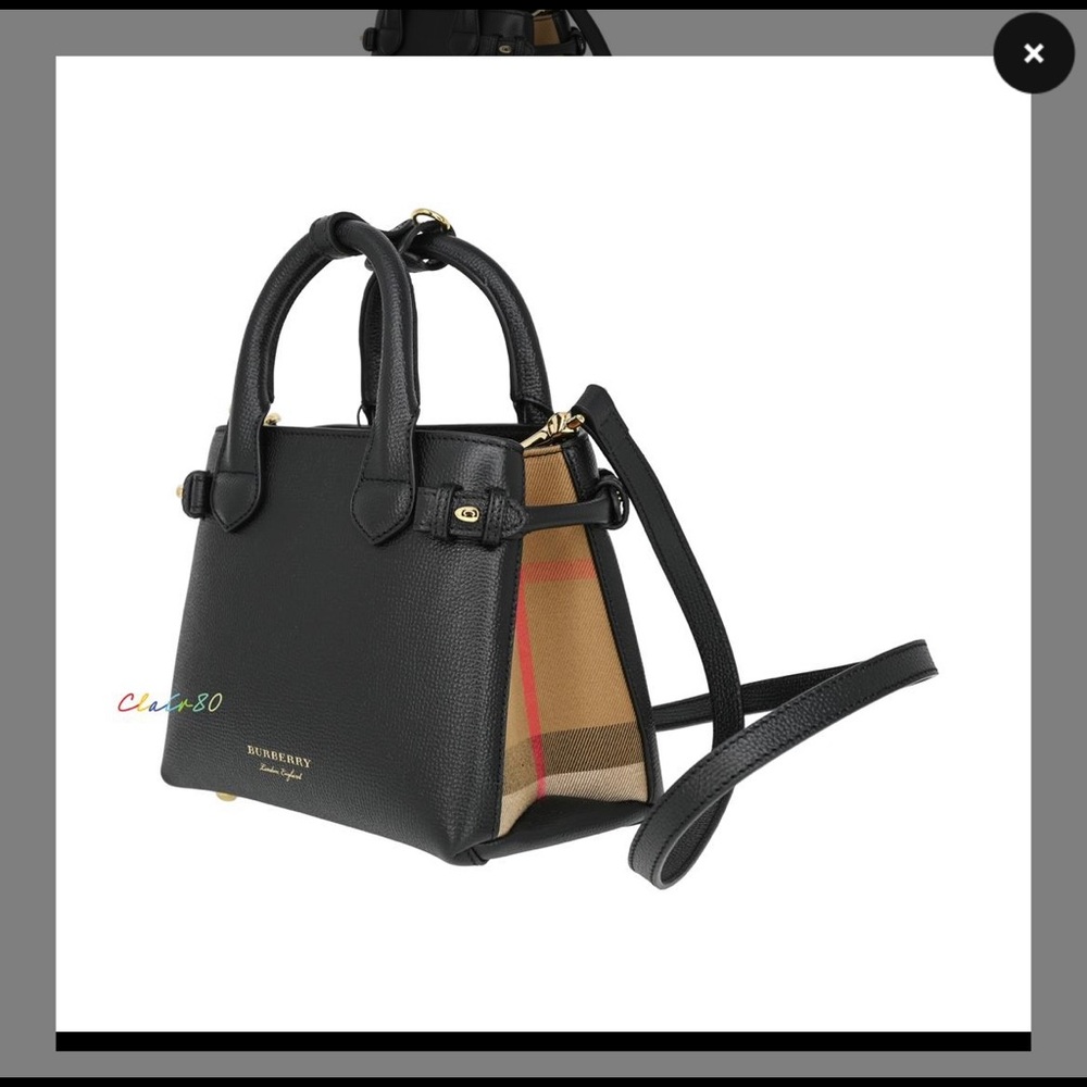 Burberry Mini Banner Black Leather Cross Body Bag - Picture 3 of 5